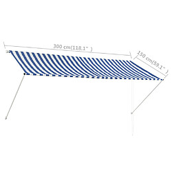 vidaXL Auvent rétractable 300x150 cm Bleu et blanc pas cher