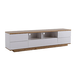 ComfortXL Meuble TV Moderne Bicolore En Blanc Et Bois, 180 Cm