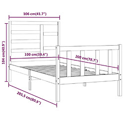 vidaXL Cadre de lit sans matelas 100x200 cm bois massif de pin pas cher