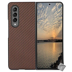 Htdmobiles Coque rigide carbone avant et arrière pour Samsung Galaxy Z Fold 4 5G - MARRON