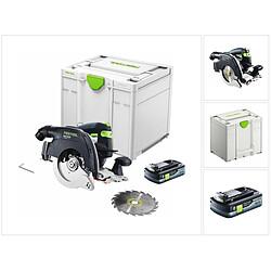 Festool HKC 55 EB-Basic Scie circulaire à capot basculant sans fil, sans balai 18 V, 160 mm + 1x Batterie 4,0 Ah + Systainer - sans chargeur (576163)