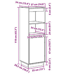 vidaXL Buffet haut Gris 37x34x110 cm Bois massif de pin pas cher