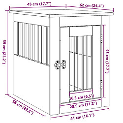 vidaXL Meuble de cage pour chiens chêne artisanal 45x62x59 cm pas cher