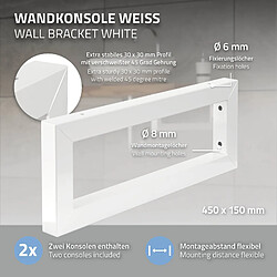 Avis ML-Design Set 2x Consoles Murales, 450x150x30 mm, Blanc, Acier, Design Flottant, Support d'Étagère pour Lavabo/Meuble/Table pour Salle de Bain/Chambre à Coucher, Réglable, Matériel de Montage Inclus