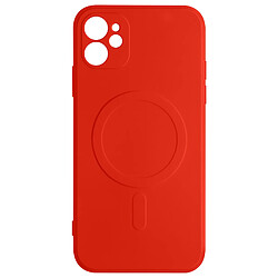 Avizar Coque Magsafe iPhone 12 Mini Silicone Intérieur Soft-touch Mag Cover rouge