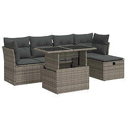 vidaXL Salon de jardin 6 pcs avec coussins gris résine tressée