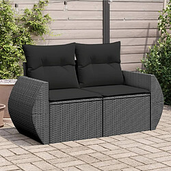 Maison Chic Canapé de jardin avec coussins 2 places | Canapé d'extérieur | Fauteuil,Banquette Jardin noir résine tressée -MN40786