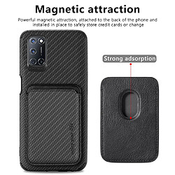 Coque en TPU + PU texture en fibre de carbone, absorption magnétique avec porte-carte, noir pour votre Oppo A52/A72/A92