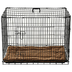 Pawhut Cage caisse de transport pliante pour chien poignée, plateau amovible, coussin fourni 91 x 61 x 67 cm noir