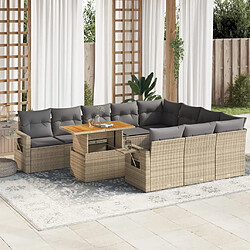 vidaXL Salon de jardin 11 pcs avec coussins beige résine tressée