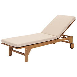 Acheter Mendler Bain de soleil HWC-N48, Bain de soleil de jardin Relax chaise longue, bois massif acacia certifié MVG ~ coussin crème-beige