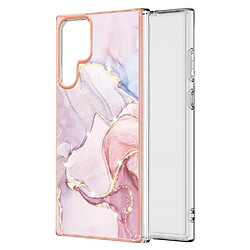 Coque en TPU anti-rayures, IML IMD électroplaqué, motif marbre Or rose 005 pour votre Samsung Galaxy S22 Ultra 5G