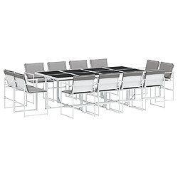 vidaXL Ensemble à manger de jardin avec coussins 13pcs blanc textilène