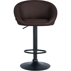 Decoshop26 Tabouret de bar assise pivotante à 360° hauteur réglable en PVC marron piètement en métal noir 10_0004765 pas cher