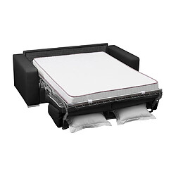 Vente-Unique Canapé 3 places convertible express 100% cuir de buffle noir matelas 18 cm DELECTEA II pas cher