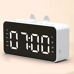 Double Radio-réveil Bluetooth Snooze Haut-parleur Bureau Horloge Bureau Maison Blanc