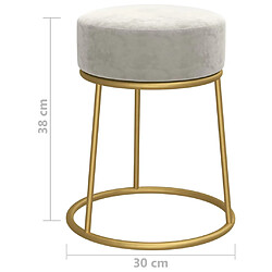 vidaXL Tabouret rond Gris clair Velours pas cher