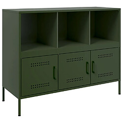 vidaXL Buffet vert olive 100,5x39x79 cm acier