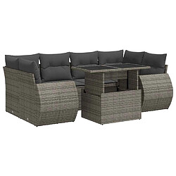 vidaXL Salon de jardin avec coussins 7 pcs gris résine tressée