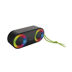 We Enceinte BT RMS 5W*2 , lecteur USB/Micro SD, Aux IN, Radio FM, batterie rechargeable de 3000mAh, IP65 , jeu de lumière, dragonne amovible