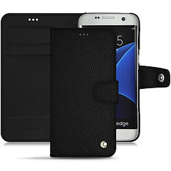 Housse cuir Samsung Galaxy S7 Edge - Rabat portefeuille - Ebène ( Noir / Black ) - NOREVE