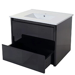 Avis Mendler Ensemble pour salle de bain HWC-B19b, lavabo armoire de toilette armoire murale, haute brillance MVG-certifié ~ noir