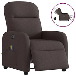 vidaXL Fauteuil de massage inclinable électrique Marron foncé Tissu