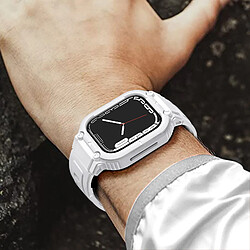 Avizar Bracelet pour Apple Watch Ultra 49mm Silicone Bumper Ajustable Blanc pas cher