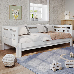 KOMHTOM Daybed daybed blanc, lit extensible, 90.190 cm, bois de pin massif, avec 2 pièces pas cher