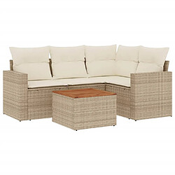 Maison Chic Salon de jardin avec coussins 5 pcs | Ensemble de Table et chaises | Mobilier d'Extérieur beige résine tressée -GKD82536