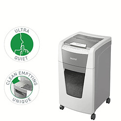 Destructeur de papier automatique Leitz IQ 300 Autofeed P4 - Détruit 300 feuilles - Corbeille 60L - Coupe particule - Blanc