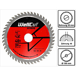 WellCut WC-C1903048 TCT Lame de scie 190 x 2,4 x 30 mm, 48 dents