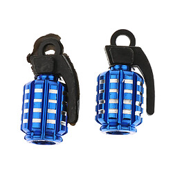 Acheter 2pcs Grenades Bouchons Anti-poussière De Valve De Pneu Forme Du Pneu Pour Voiture Moto Vélo -bleu