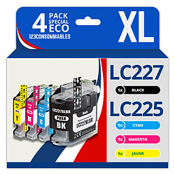 123Consommables Pack 4 cartouche compatible BROTHER LC227XL, LC225XL