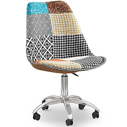 ICONIK INTERIOR Chaise de Bureau Pivotante - Tissu Patchwork - Patty Multicolore