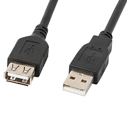 Lanberg USB A 2.0 mâle vers USB A 2.0 femelle rallonge 1,8 m noir CA-USBE-10CC-0018-BK