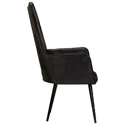 Avis vidaXL Chaise à oreilles Noir Cuir véritable