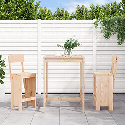 Maison Chic Table de bar et chaises d'extérieur 3 pcs,Ensemble de bar de jardin pour relax bois de pin massif -GKD521892