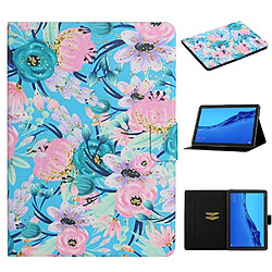 Etui en PU motif de fleurs impression élégant fleur rose pour votre Huawei MediaPad M5 lite 10