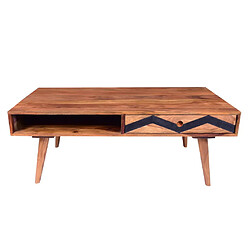 Avis Vente-Unique Table basse avec 1 tiroir et 1 niche - Bois de Sheesham - Naturel et noir - PALONI