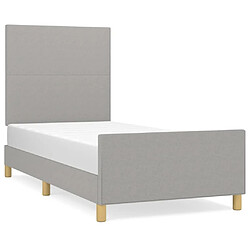 Maison Chic Lit adulte - Cadre Structure de lit avec tête de lit Contemporain Gris clair 80x200 cm Tissu -MN29271