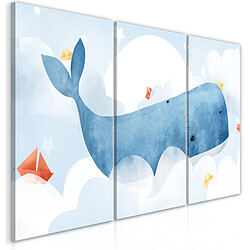 Tableau enfant tryptique Rêve de baleine - 120 x 60 cm - Artgeist