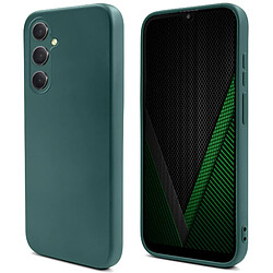 Moozy Lifestyle. Coque en silicone pour Samsung A34 5G, vert foncé – Coque légère en silicone liquide avec finition mate et doublure en microfibre douce, coque en silicone de qualité supérieure