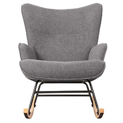 Mendler Fauteuil à bascule HWC-N14, Fauteuil relax à bascule Fauteuil TV, bois massif métal tissu/textile 320g/m² ~ gris foncé pas cher