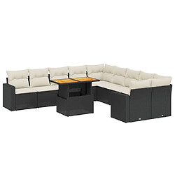 Maison Chic Salon de jardin 11 pcs avec coussins, Ensemble Tables et chaises d'extérieur noir résine tressée -GKD643117