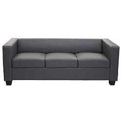 Avis Mendler 3-1-1 Ensemble de canapés Loungesofa Lille ~ similicuir, gris foncé