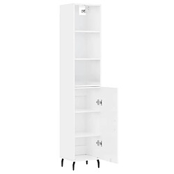 Avis vidaXL Buffet haut Blanc brillant 34,5x34x180 cm Bois d'ingénierie