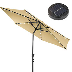 Ecd Germany Parasol de jardin avec LED manivelle protection solaire Ø 3m parapluie marron