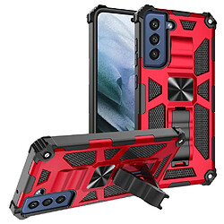 Coque en TPU Armure Antichoc avec béquille et feuille magnétique rouge pour votre Samsung Galaxy S21 FE