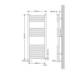 Acheter LuxeBath Radiateur sèche-serviette forme courbé acier blanc connexion latérale 50x120 cm